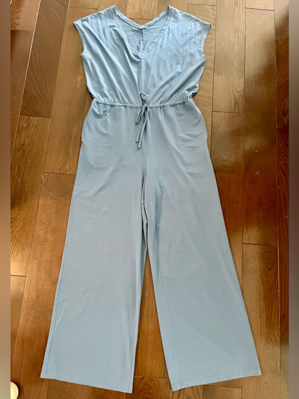 Women's Athleta Light Blue Wide-Leg Jumpsuit with Tie Waist